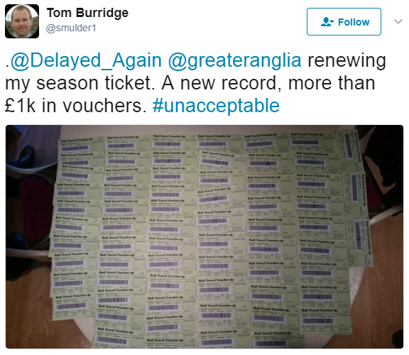 Multiple train delay compensation vouchers